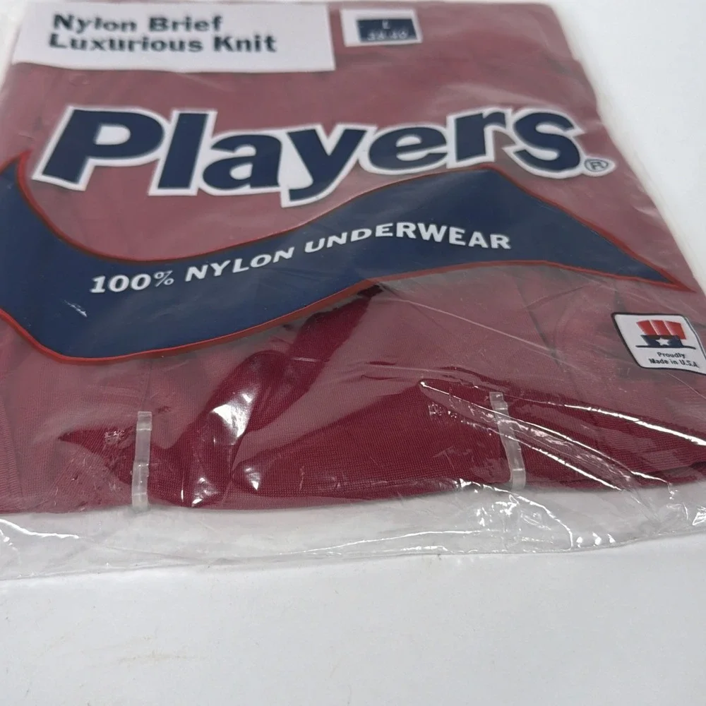 Mens Vintage Deadstock 1980s Players Nylon Brief Size Large Red